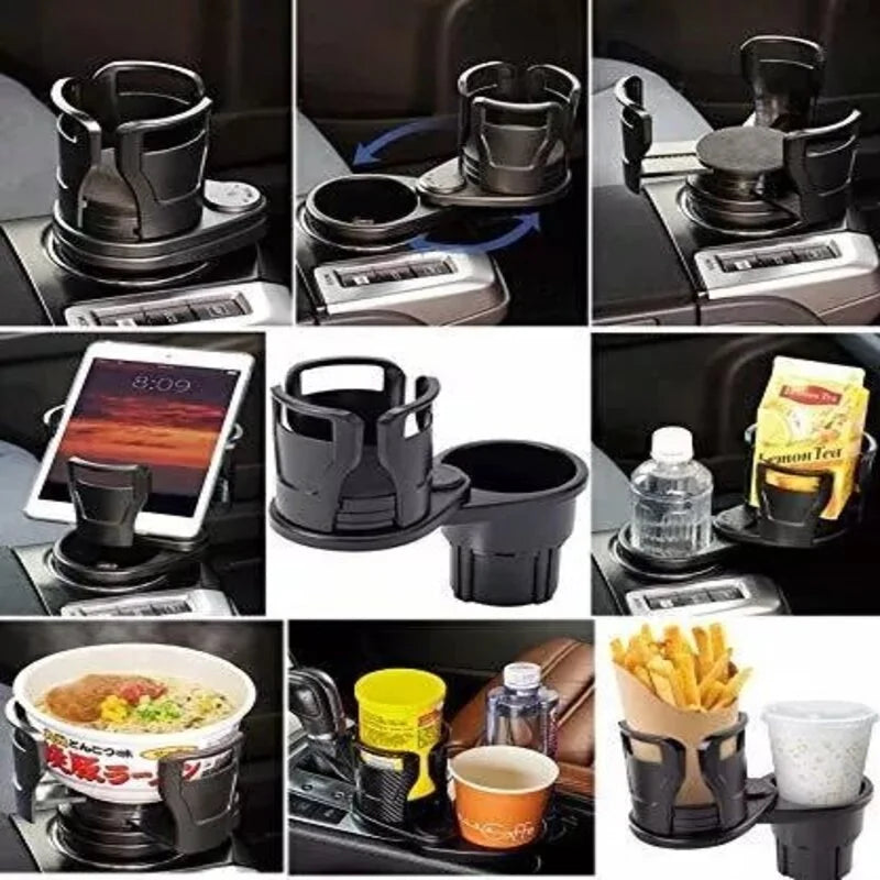 Portavasos ajustable para carro. Obsequio: Gancho soporte para reposacabezas