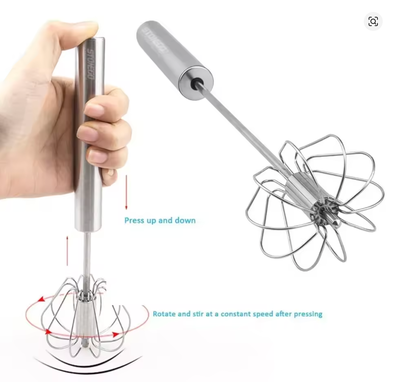 Batidor Manual + Bandeja De Silicona Freidora 20cm