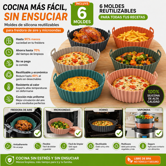 Cocina Sin Ensuciar con Moldes de Silicona Reutilizables